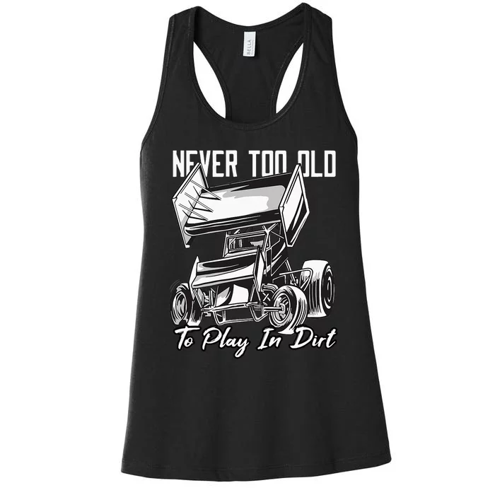 SPRINT CAR DIRT TRACK RACING Play In Dirt Women's Racerback Tank