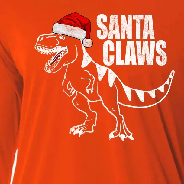 Santa Claws Dinosaur Christmas Cooling Performance Long Sleeve Crew