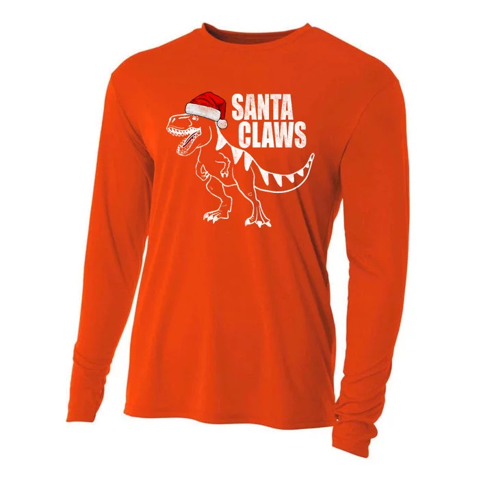 Santa Claws Dinosaur Christmas Cooling Performance Long Sleeve Crew