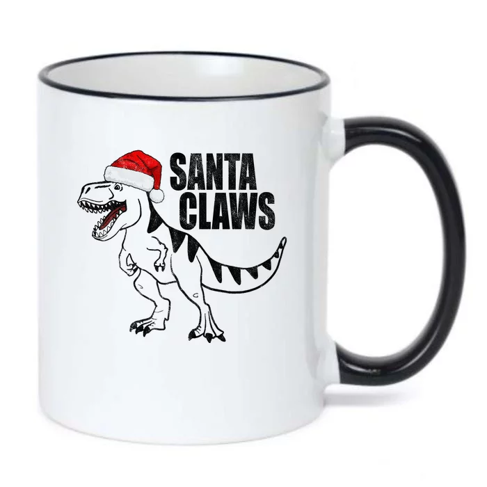 Santa Claws Dinosaur Christmas Black Color Changing Mug