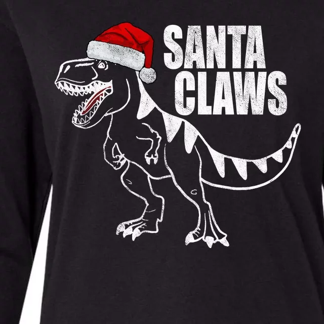 Santa Claws Dinosaur Christmas Womens Cotton Relaxed Long Sleeve T-Shirt