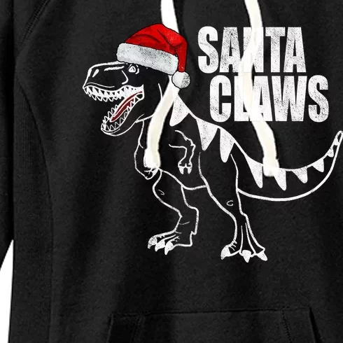 Santa Claws Dinosaur Christmas Women's Fleece Hoodie