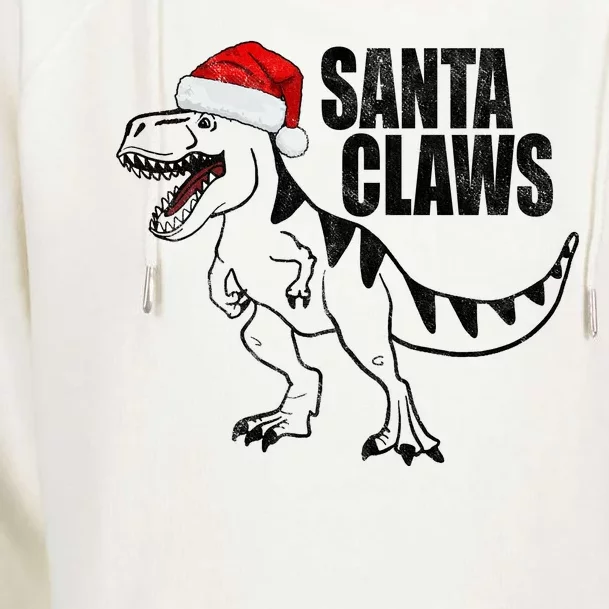 Santa Claws Dinosaur Christmas Womens Funnel Neck Pullover Hood