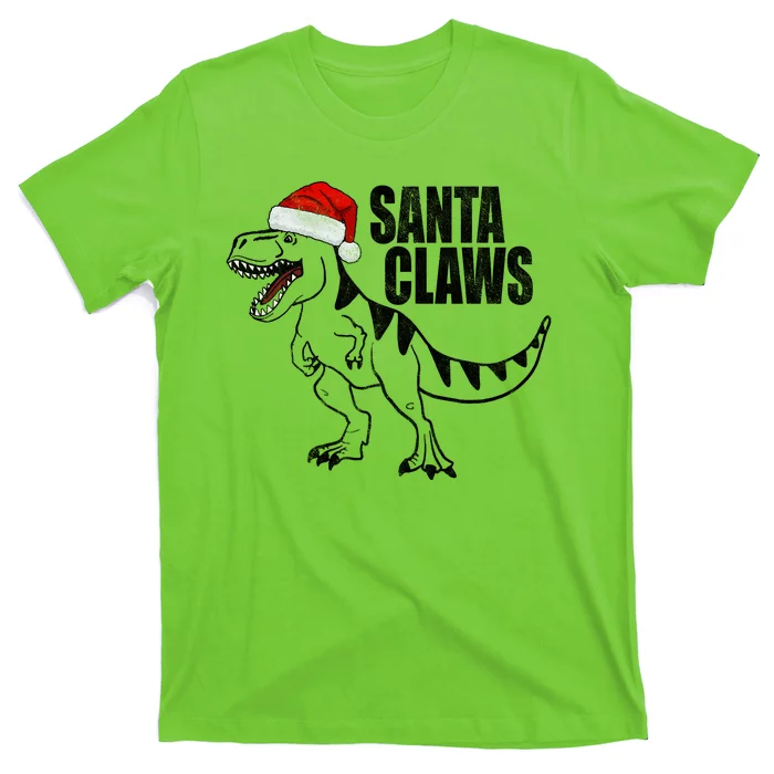 Santa Claws Dinosaur Christmas T-Shirt