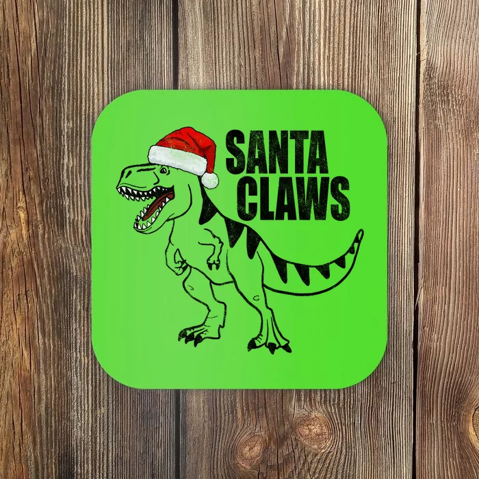 Santa Claws Dinosaur Christmas Coaster