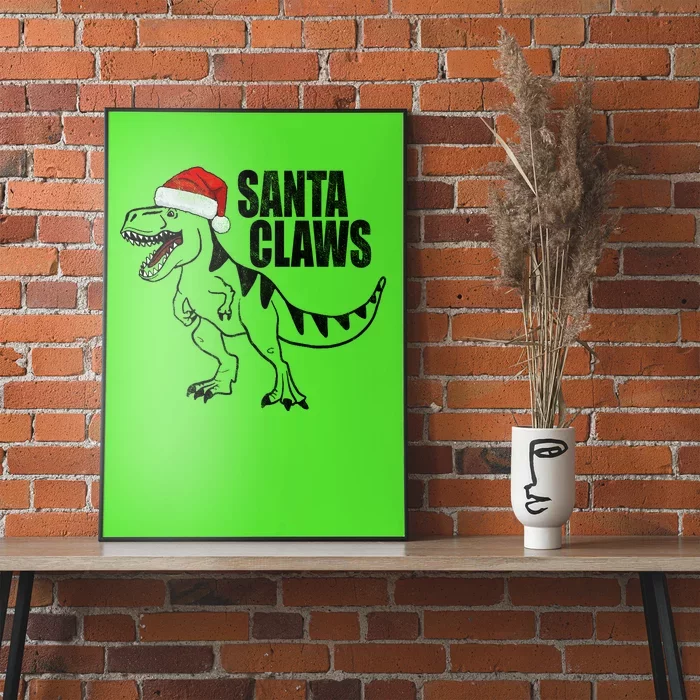 Santa Claws Dinosaur Christmas Poster