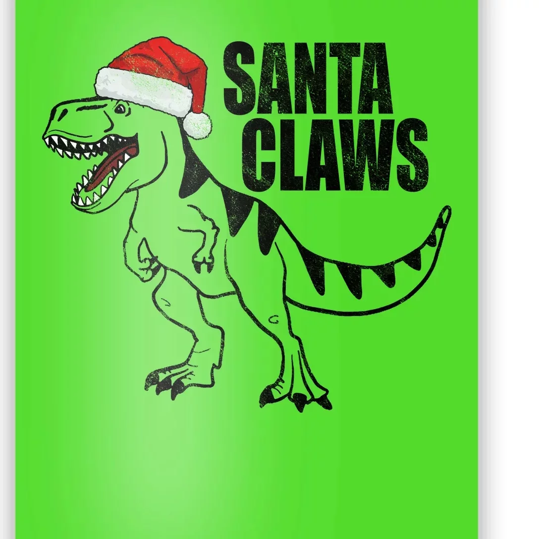 Santa Claws Dinosaur Christmas Poster