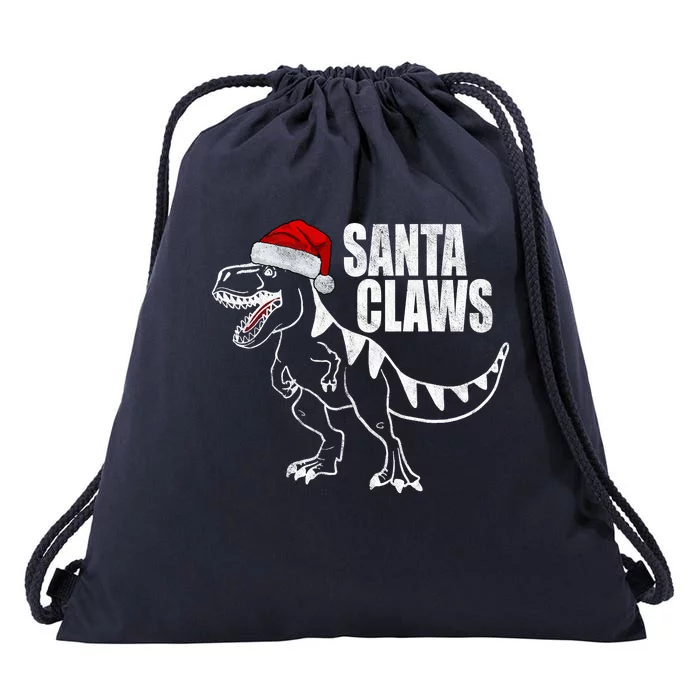 Santa Claws Dinosaur Christmas Drawstring Bag