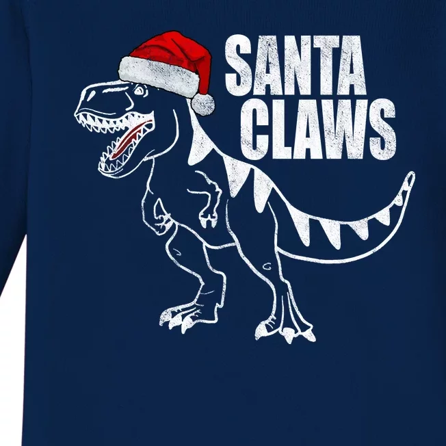 Santa Claws Dinosaur Christmas Baby Long Sleeve Bodysuit