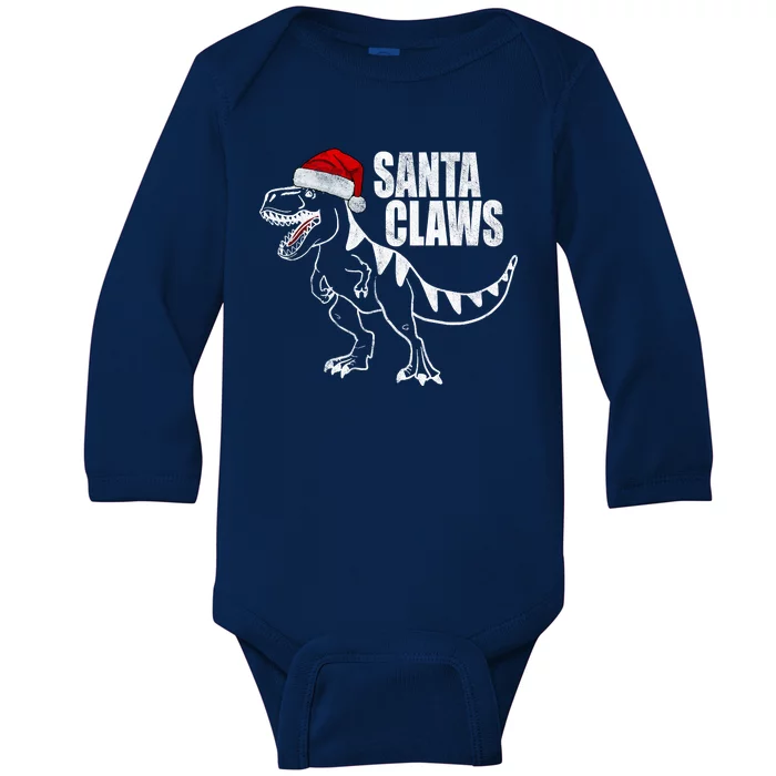 Santa Claws Dinosaur Christmas Baby Long Sleeve Bodysuit