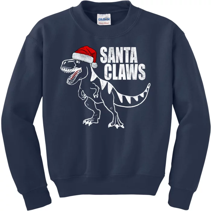 Santa Claws Dinosaur Christmas Kids Sweatshirt