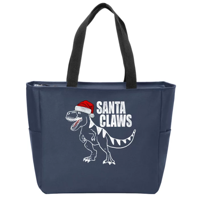 Santa Claws Dinosaur Christmas Zip Tote Bag