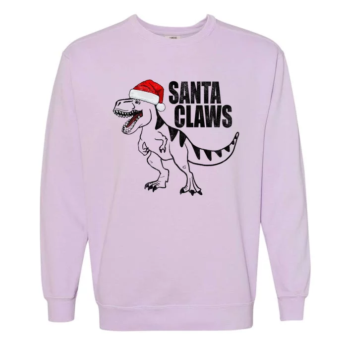 Santa Claws Dinosaur Christmas Garment-Dyed Sweatshirt