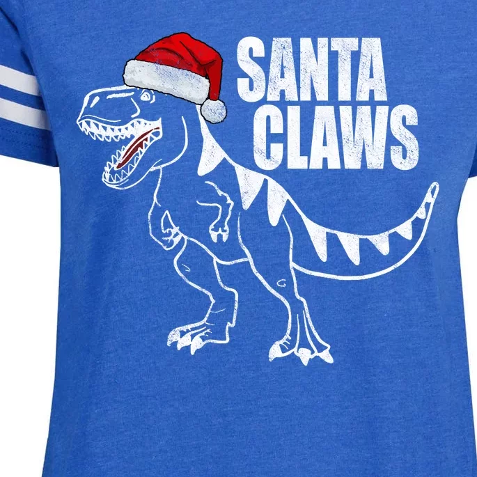 Santa Claws Dinosaur Christmas Enza Ladies Jersey Football T-Shirt