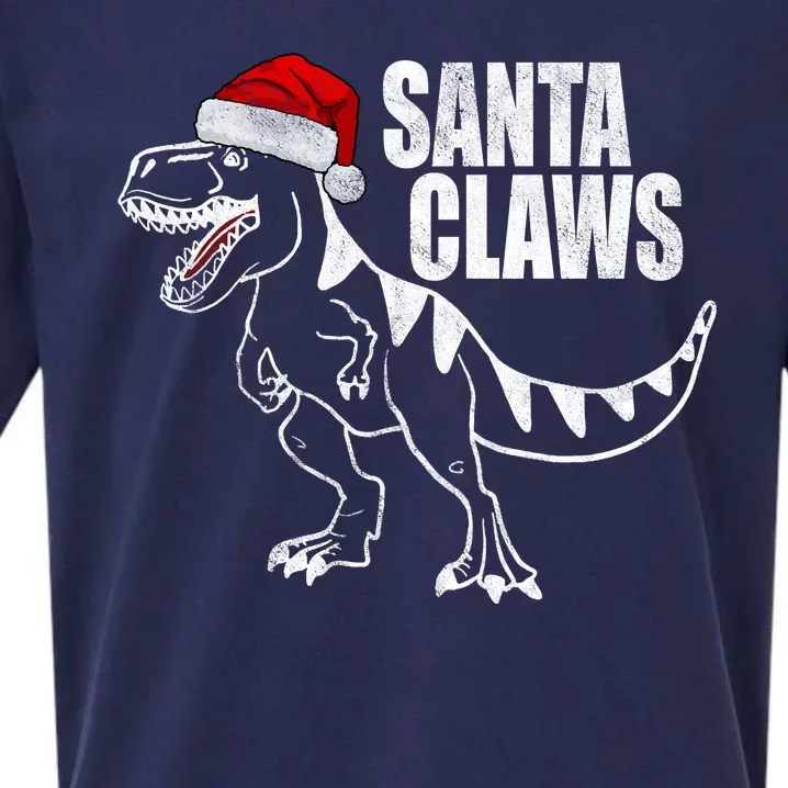 Santa Claws Dinosaur Christmas Sueded Cloud Jersey T-Shirt