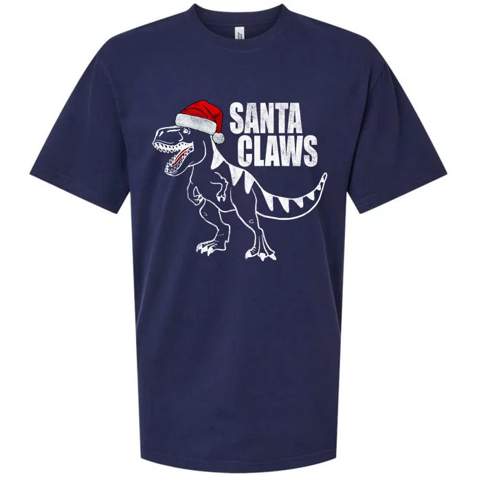 Santa Claws Dinosaur Christmas Sueded Cloud Jersey T-Shirt