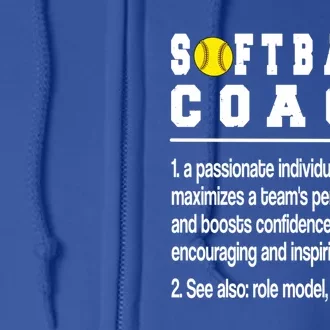 Softball Coach Definition Softball Coaching Gift Full Zip Hoodie