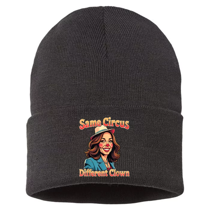 Same Circus Different Clown Election Day Kamala Harris 2024 Sustainable Knit Beanie