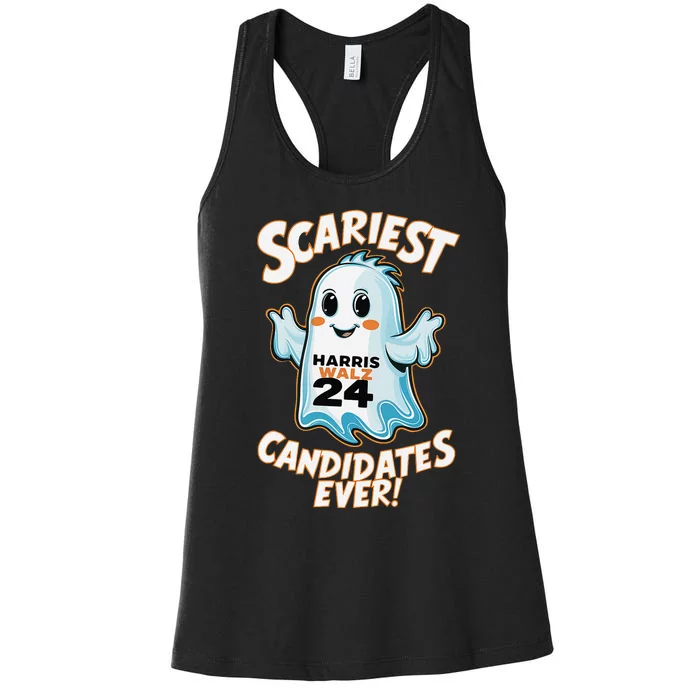 Scariest Candidates Ever Harris Walz 2024 Halloween Costume Women's Racerback Tank