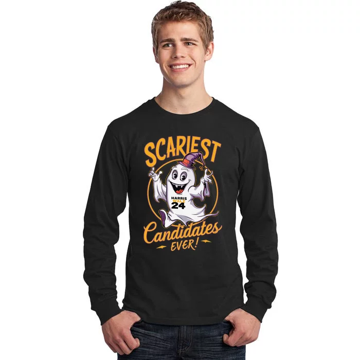 Scariest Candidates Ever Harris Walz 2024 Halloween Tall Long Sleeve T-Shirt