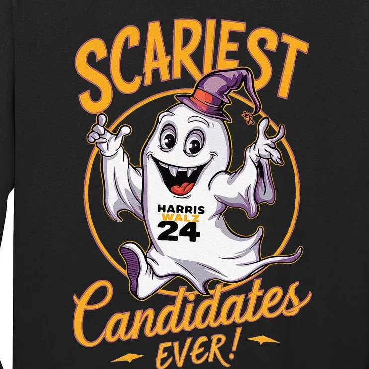 Scariest Candidates Ever Harris Walz 2024 Halloween Tall Long Sleeve T-Shirt