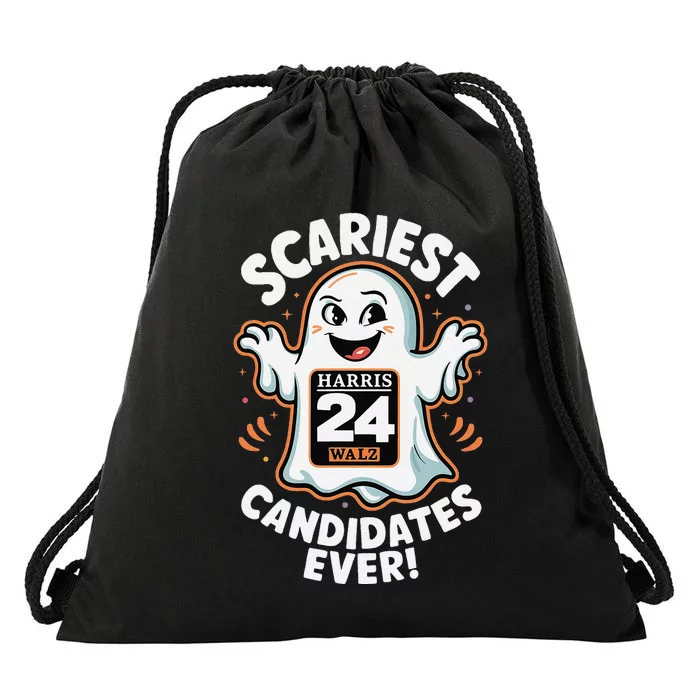 Scariest Candidates Ever Harris Walz 2024 Halloween Drawstring Bag