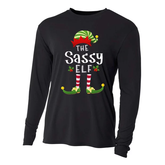 Sassy Christmas Elf Matching Pajama XMas Party Cooling Performance Long Sleeve Crew