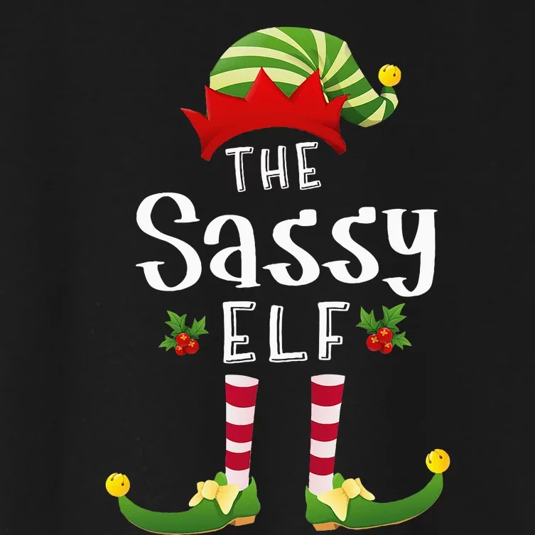 Sassy Christmas Elf Matching Pajama XMas Party Women's Crop Top Tee