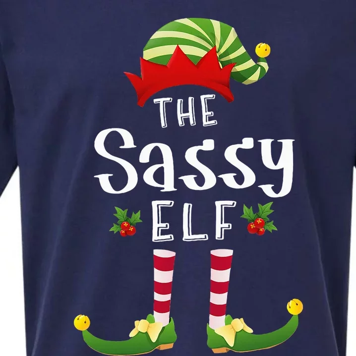 Sassy Christmas Elf Matching Pajama XMas Party Sueded Cloud Jersey T-Shirt