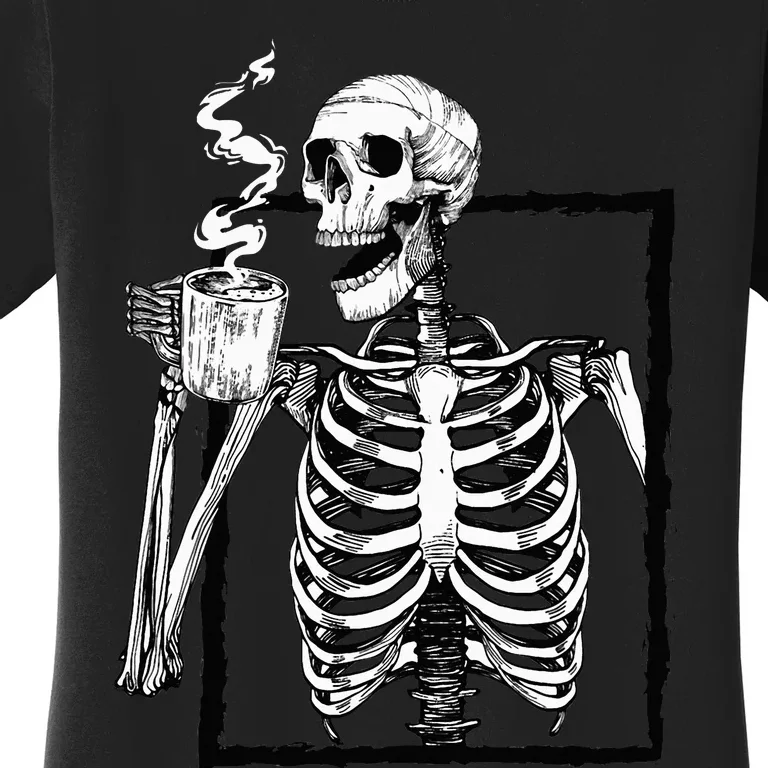 Spooky Coffee Enthusiast Hilarious Halloween Skull Design Women's T-Shirt