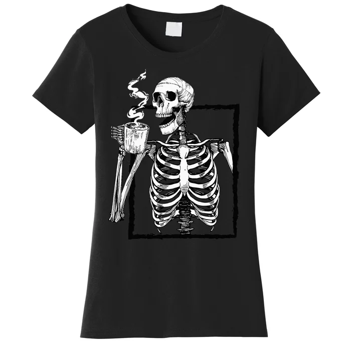 Spooky Coffee Enthusiast Hilarious Halloween Skull Design Women's T-Shirt