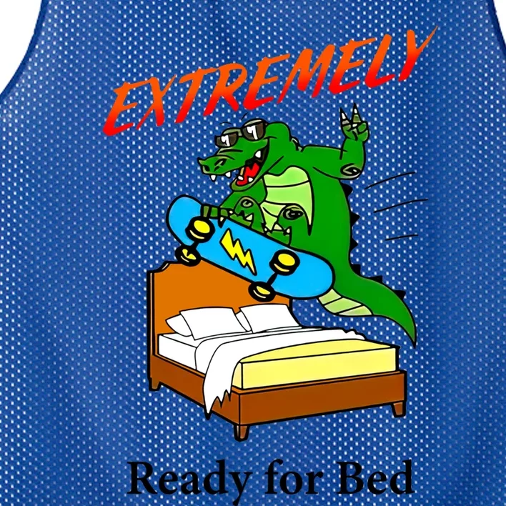 Skateboarding Crocodile Extremely Ready For Bed Gift Mesh Reversible Basketball Jersey Tank