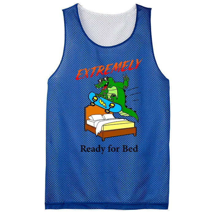 Skateboarding Crocodile Extremely Ready For Bed Gift Mesh Reversible Basketball Jersey Tank