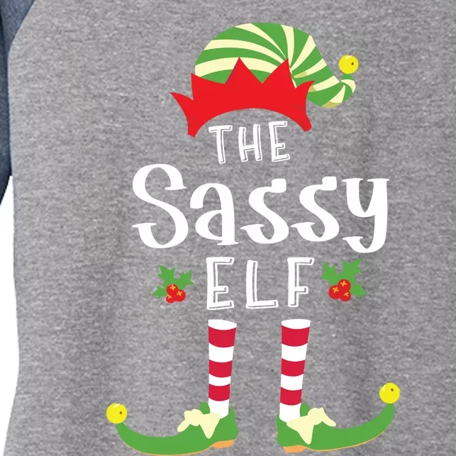 Sassy Christmas Elf Matching Pajama Xmas Party Women's Tri-Blend 3/4-Sleeve Raglan Shirt