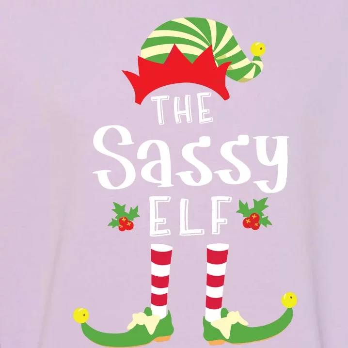 Sassy Christmas Elf Matching Pajama Xmas Party Garment-Dyed Sweatshirt