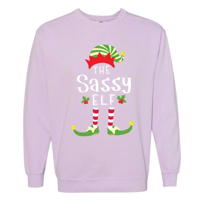 Sassy Christmas Elf Matching Pajama Xmas Party Garment-Dyed Sweatshirt