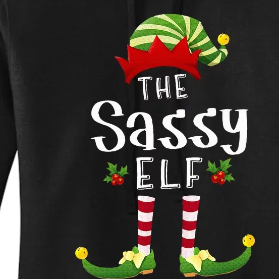 Sassy Christmas Elf Matching Pajama XMas Party Women's Pullover Hoodie