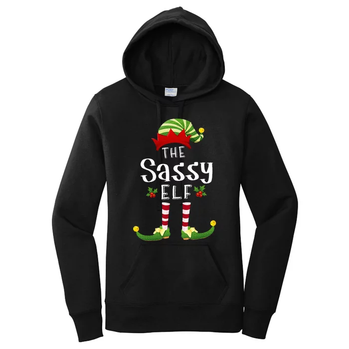 Sassy Christmas Elf Matching Pajama XMas Party Women's Pullover Hoodie