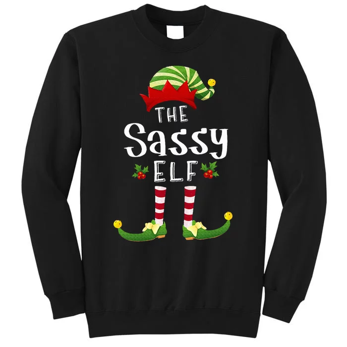 Sassy Christmas Elf Matching Pajama XMas Party Tall Sweatshirt