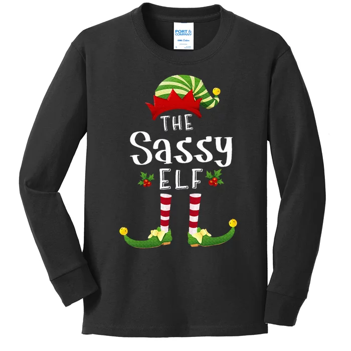 Sassy Christmas Elf Matching Pajama XMas Party Kids Long Sleeve Shirt