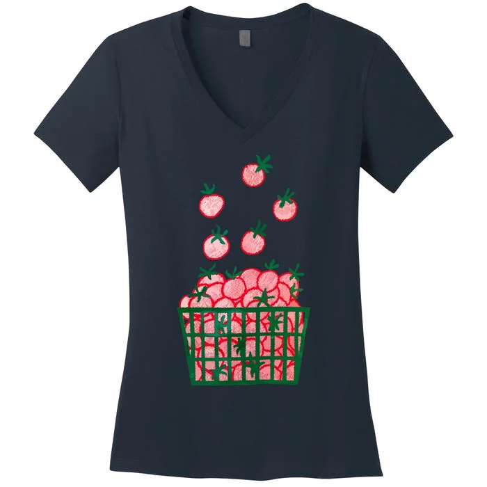 Strawberry Cute Food Women's V-Neck T-Shirt