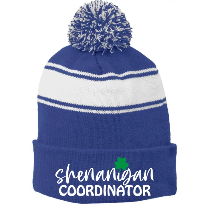 Shenanigan Coordinator Funny St Pattys Day Matching Meme Gift Stripe Pom Pom Beanie