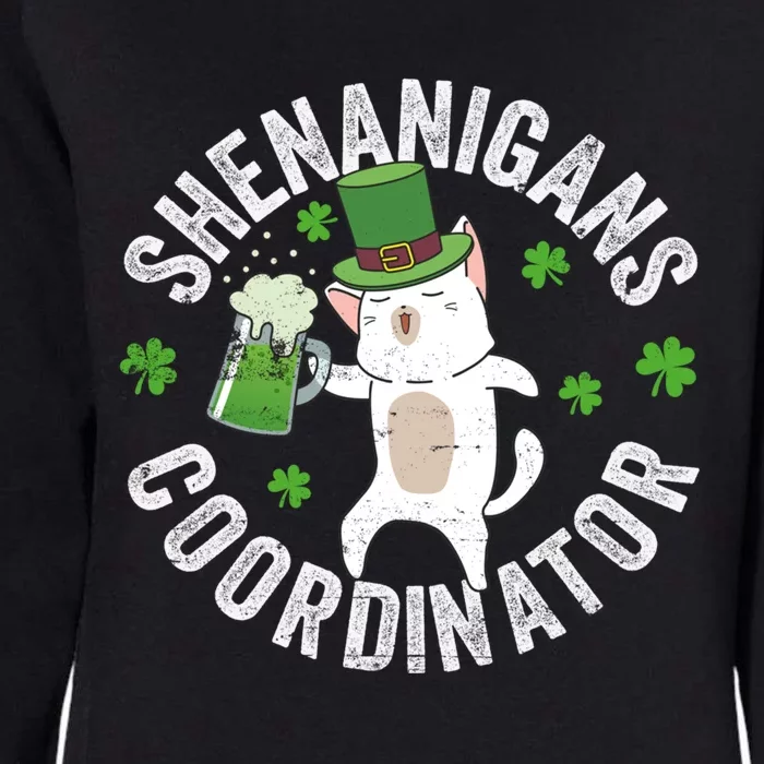 Shenanigans Coordinator Funny St Patricks Day Cat Ing Gift Womens California Wash Sweatshirt