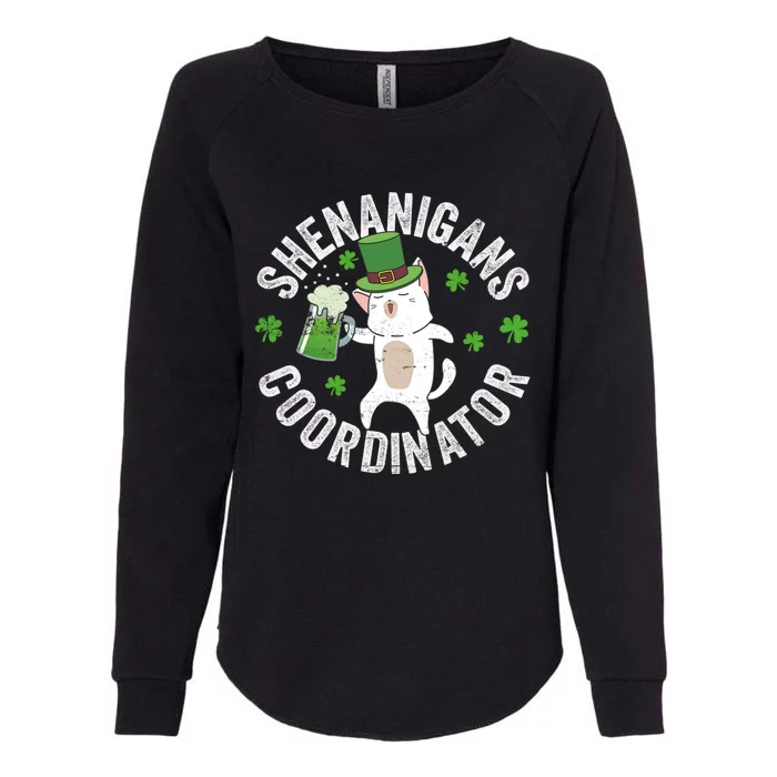 Shenanigans Coordinator Funny St Patricks Day Cat Ing Gift Womens California Wash Sweatshirt