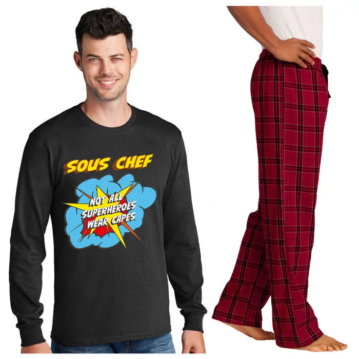 Sous Chef Funny Superhero Job Gift Long Sleeve Pajama Set