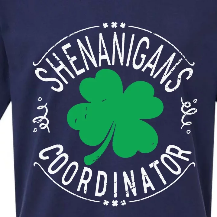 Shenanigans Coordinator Funny Irish Shamrock St Patricks Day Sueded Cloud Jersey T-Shirt