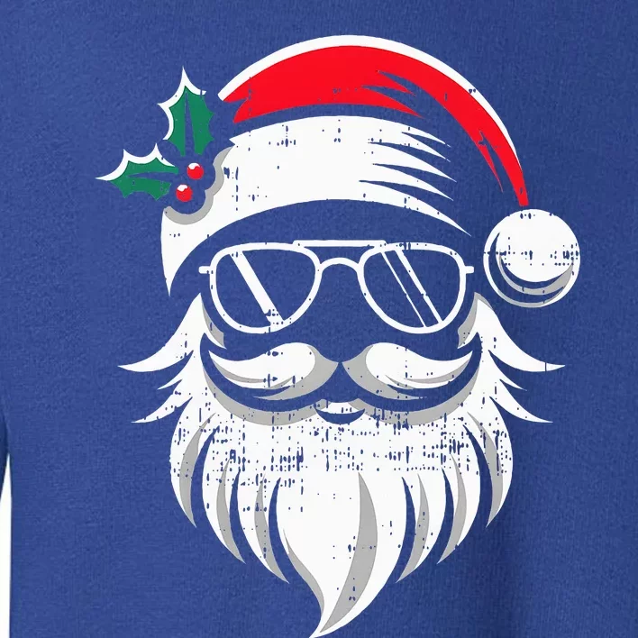 Santa Claus Face Sunglasses With Hat Beard Christmas Toddler Sweatshirt