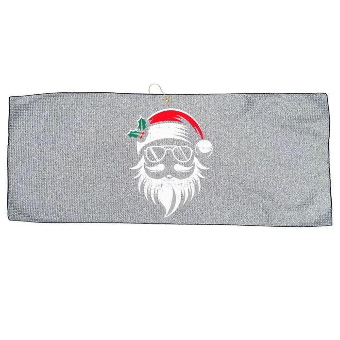 Santa Claus Face Sunglasses With Hat Beard Christmas Large Microfiber Waffle Golf Towel