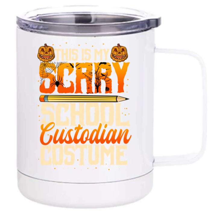 School Custodian Funny Gift Halloween Funny Janitor Custodial Great Gift Front & Back 12oz Stainless Steel Tumbler Cup