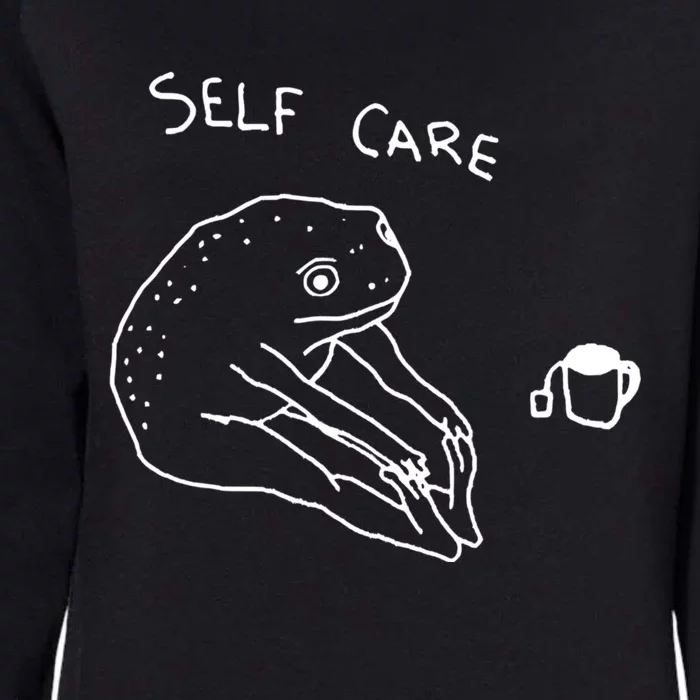 Self Care Frog Drinking Tea Funny Frog Womens California Wash Sweatshirt